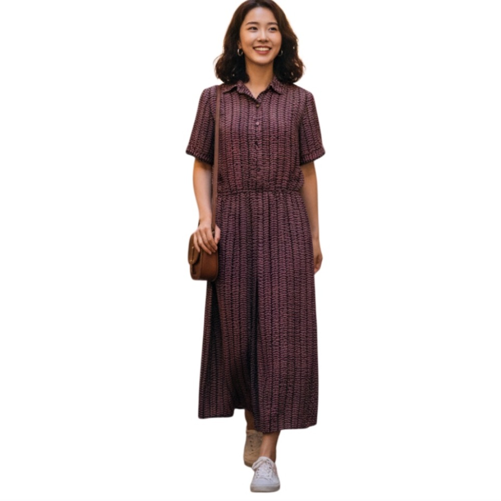 Vintage VIVA FLEUR Print sheer Midi‎ dress